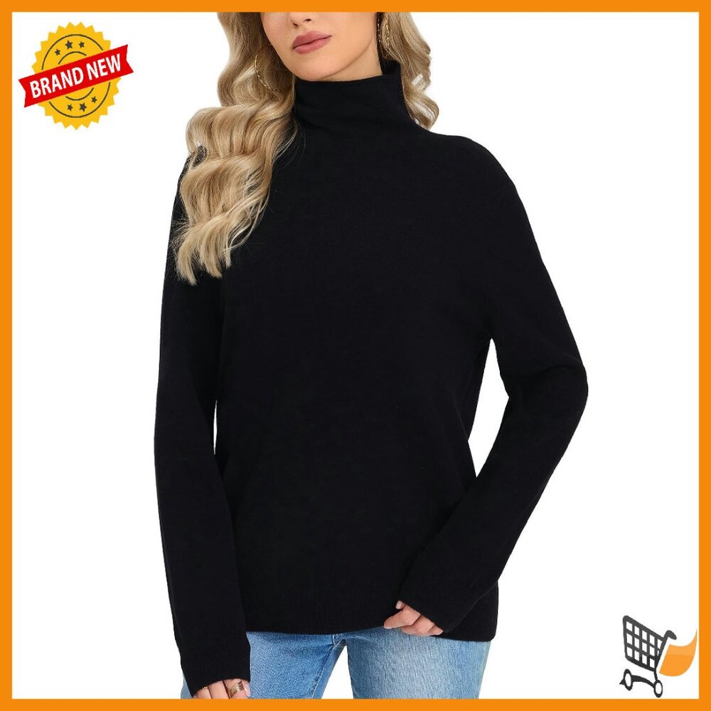 100% Merino Wool Fitted Turtleneck Sweater Women's Pullover Winter Warm